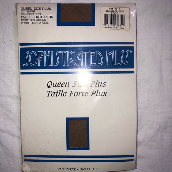 2 items! Sophisticated Miss Pantyhose Queen Size Plus Beige - Picture 2 of 3